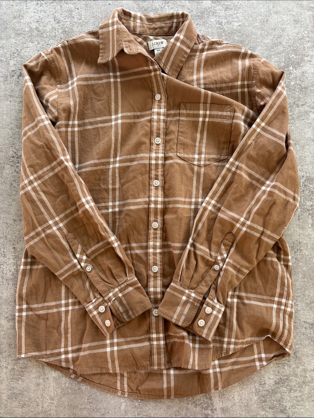 J. Crew Factory Brown Plaid Button-Down Shirt XS
